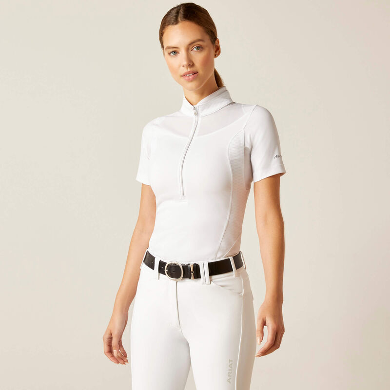 Ariat Ascent 1/4 Zip SS Show Shirt White