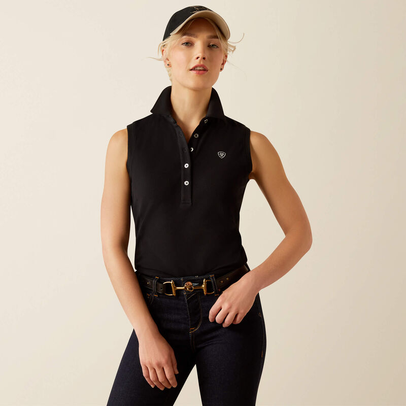 Ariat Womens Prix 3.0 Sleeveless Polo Black