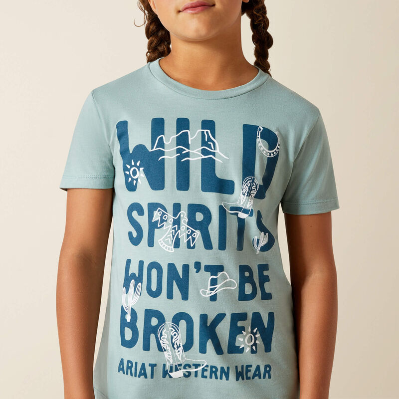 Ariat Girls Ariat Wild Spirits SS T-Shirt River Green