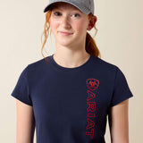 Ariat Youth Vertical Logo SS T-Shirt NavyT / Red