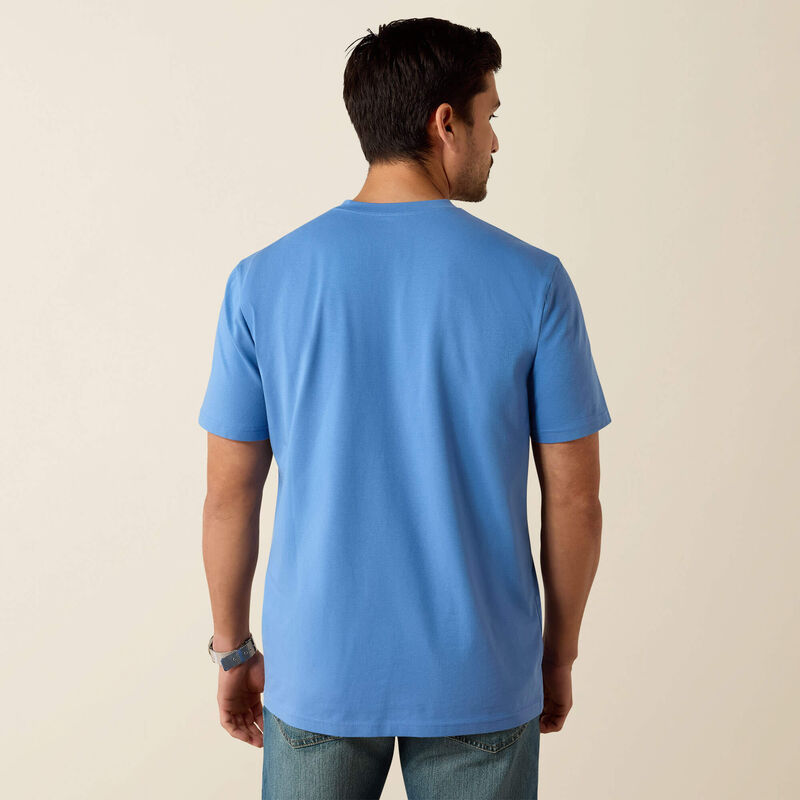 Ariat Mens Vertical Logo SS T-Shirt Riviera