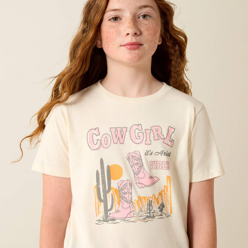Ariat Girls Ariat Cowgirl Vibes SS T-Shirt Natural