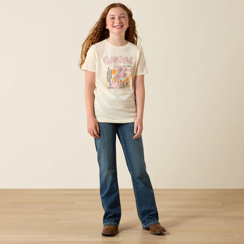 Ariat Girls Ariat Cowgirl Vibes SS T-Shirt Natural
