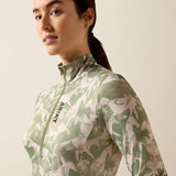 Ariat Womens Lunaveil 1/2 Zip Baselayer Olive Coincide Print