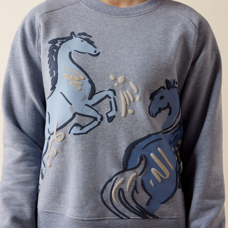 Ariat Youth Martine Sweatshirt Blue Grey Let's Play