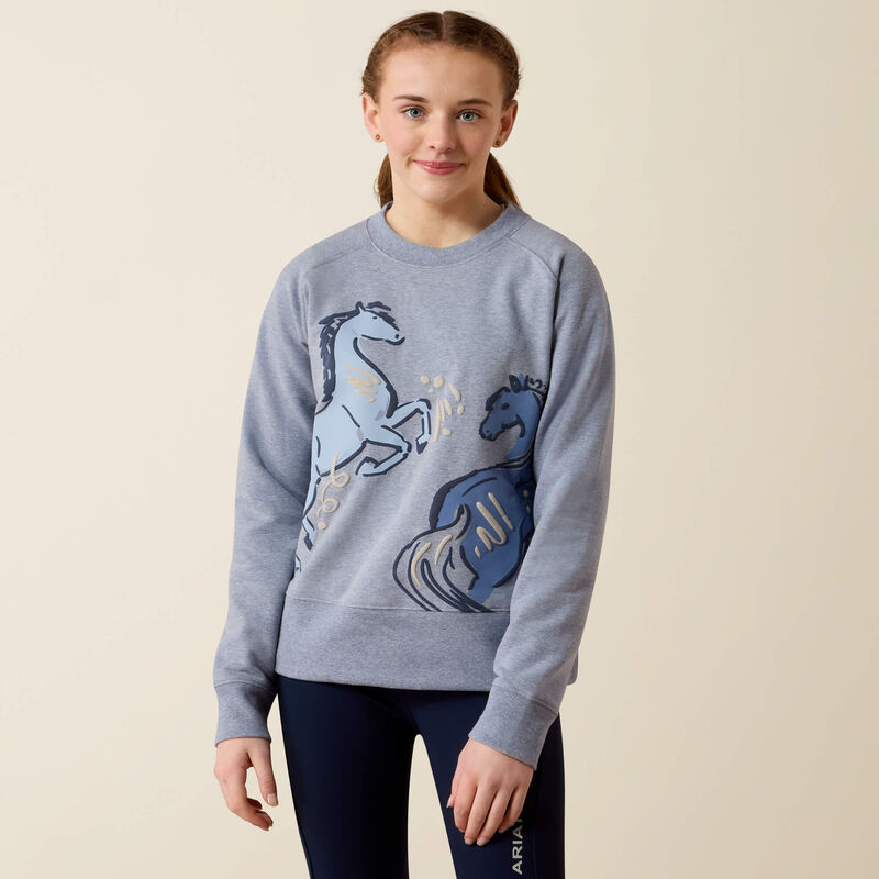 Ariat Youth Martine Sweatshirt Blue Grey Let's Play