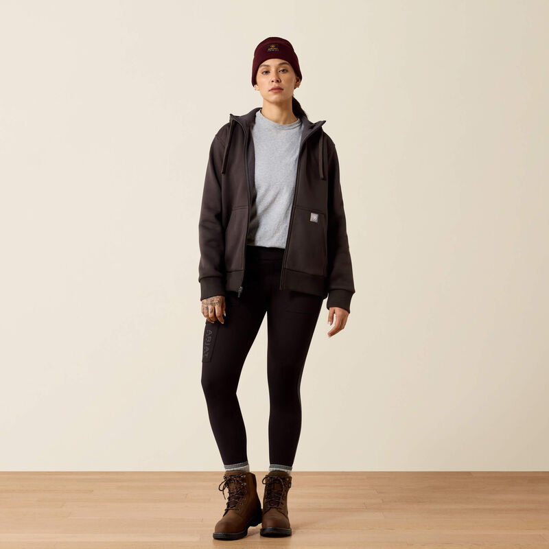 Ariat Womens Rebar All-Weather Full Zip Hoodie Espresso