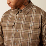 Ariat Mens Rebar Flannel Insulated Shirt Jacket Canteen