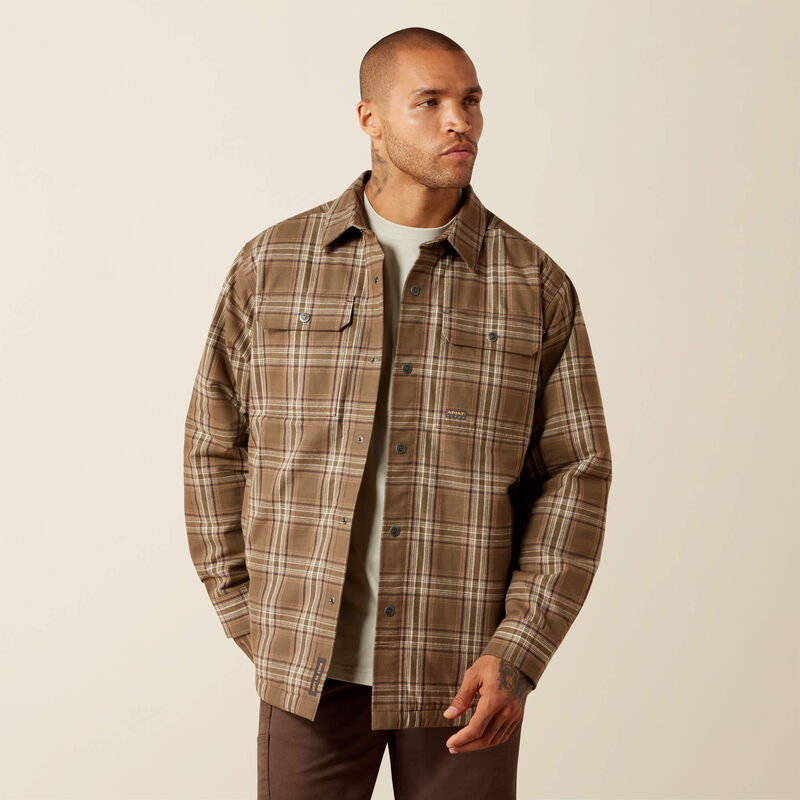 Ariat Mens Rebar Flannel Insulated Shirt Jacket Canteen