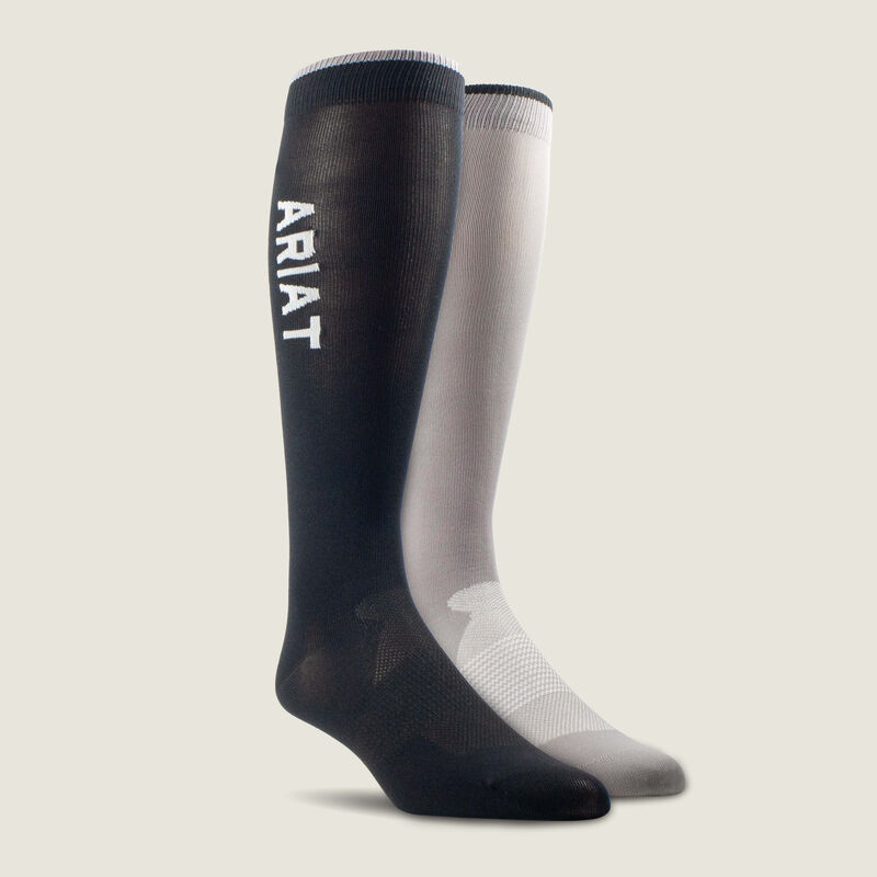 Ariat Tek Essential Performance Socks 2pk Multi Black / Grey