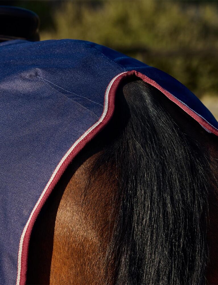 Weatherbeeta Essential Fleece Lined Quarter Sheet Navy / Burgundy