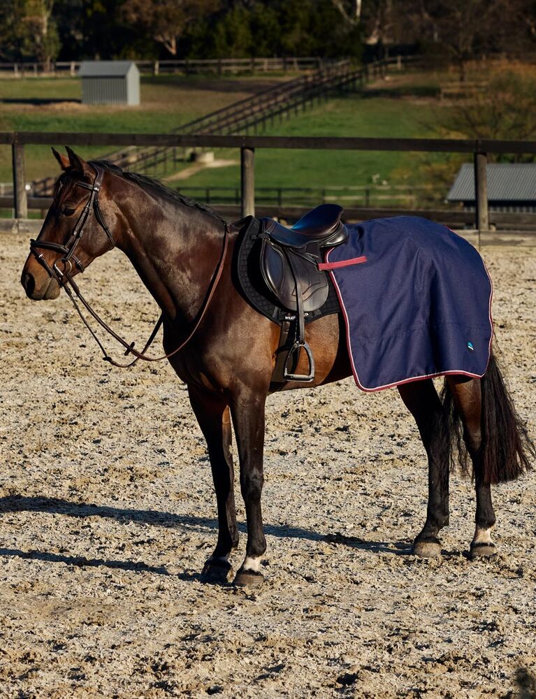 Weatherbeeta Essential Fleece Lined Quarter Sheet Navy / Burgundy