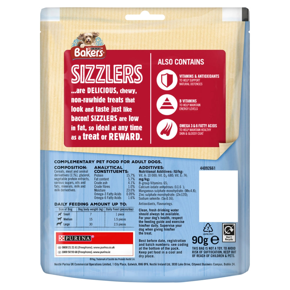 Bakers Sizzlers Bacon Dog Treats 90g