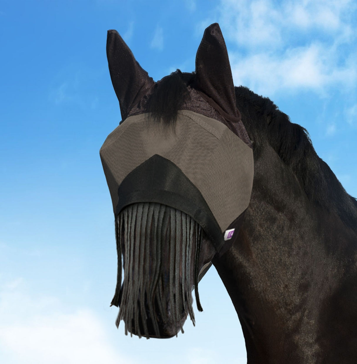 KM Elite Combat Fly Mask Black - Detachable Nose
