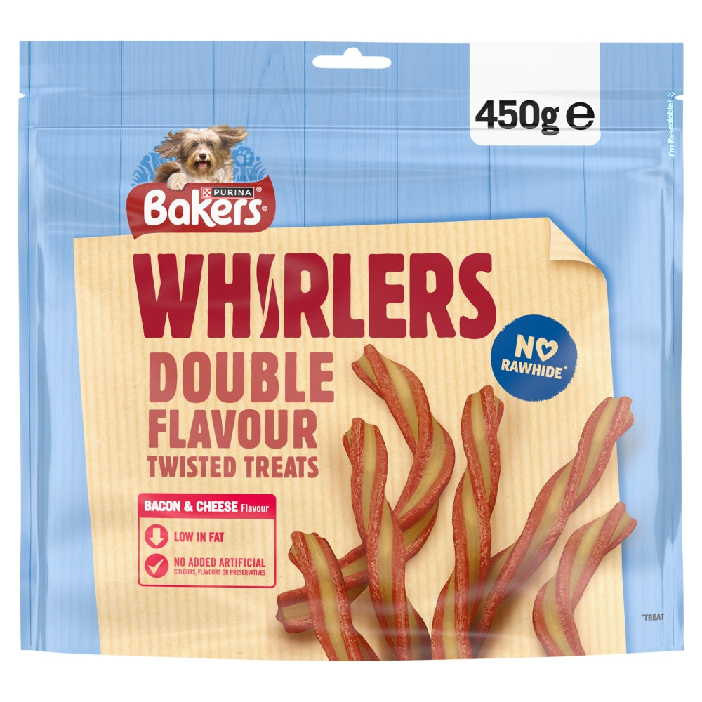 Bakers Whirlers Bacon & Cheese Dog Treats 450g