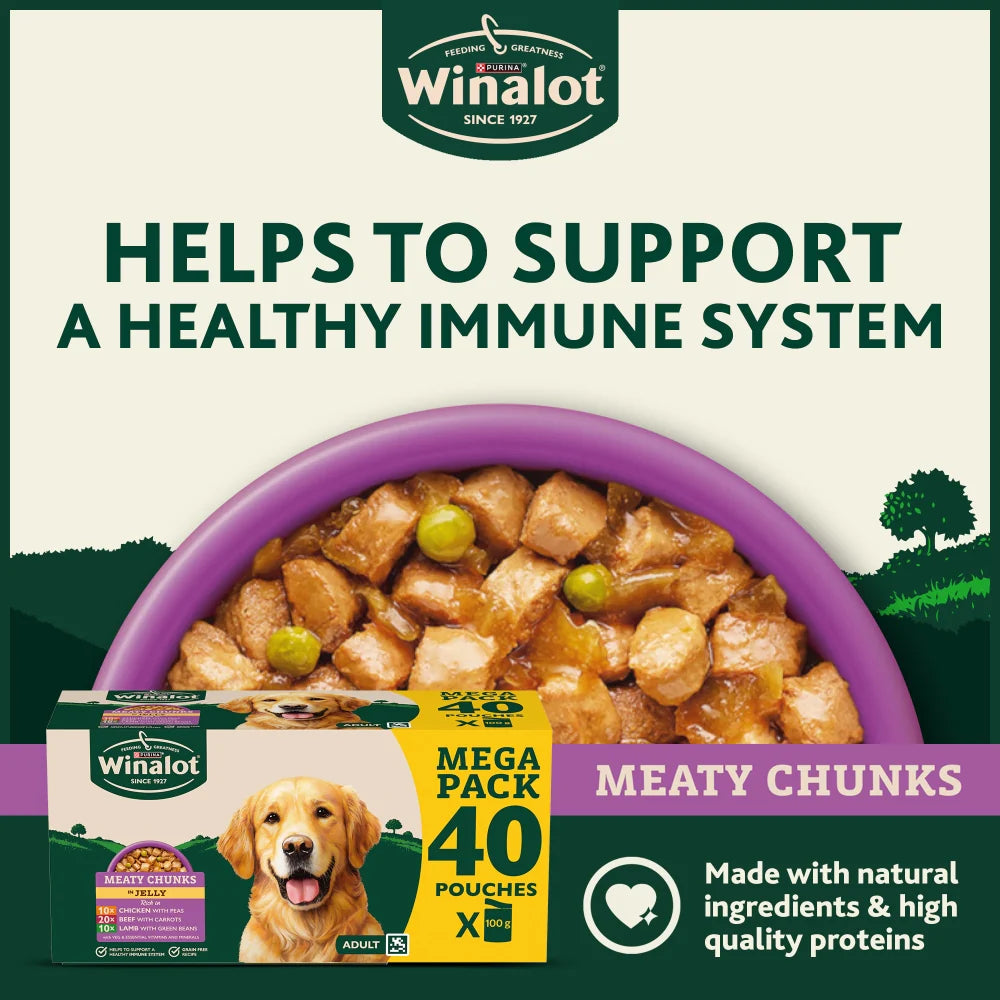 Winalot Meaty Chunks In Jelly Pouches 40x100g