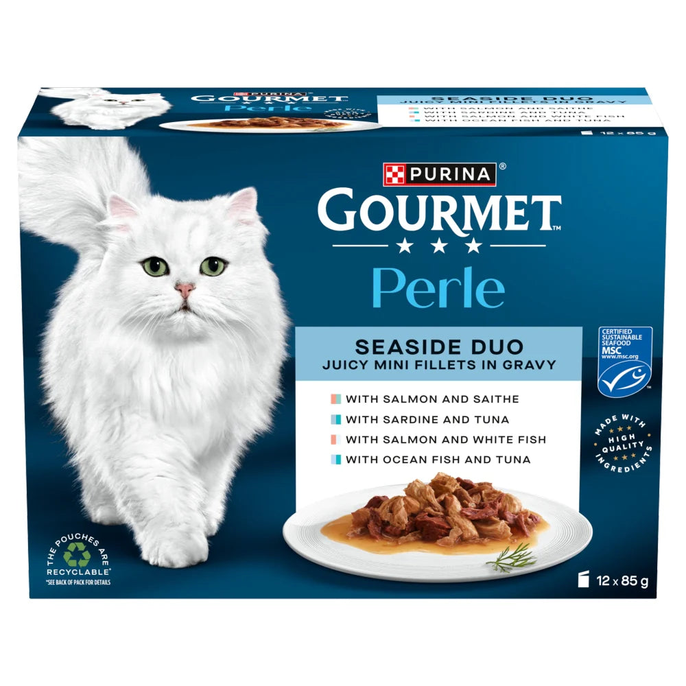 Gourmet Perle Cat Food Seaside Duo Mini Fillets In Gravy 12x85g