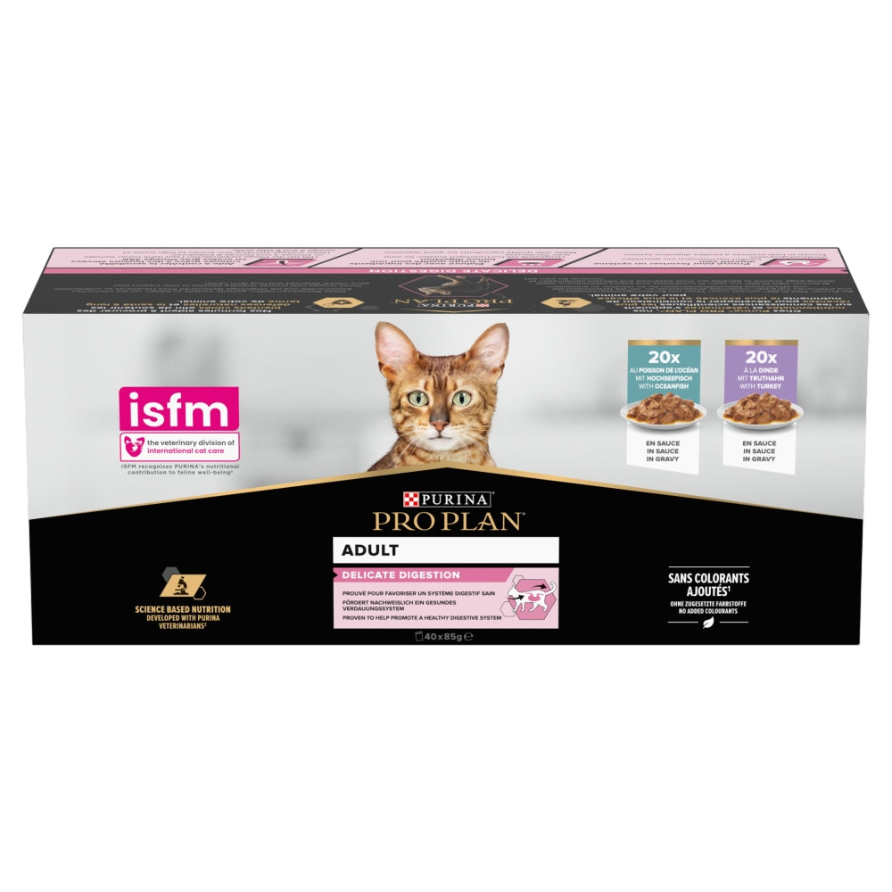 Pro Plan Cat - Adult Delicate Digestion Ocean Fish & Turkey Wet Cat Food 40x85g