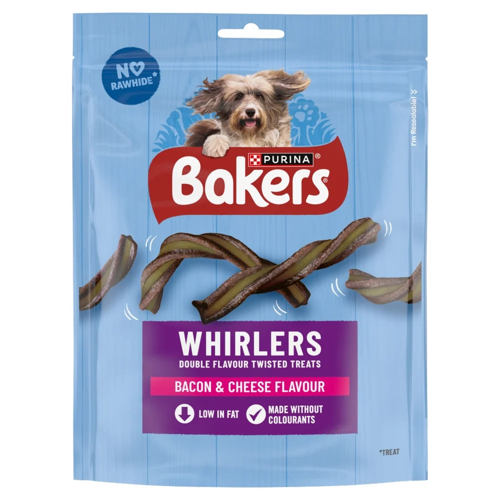 Bakers Whirlers Bacon & Cheese Dog Treats 130g