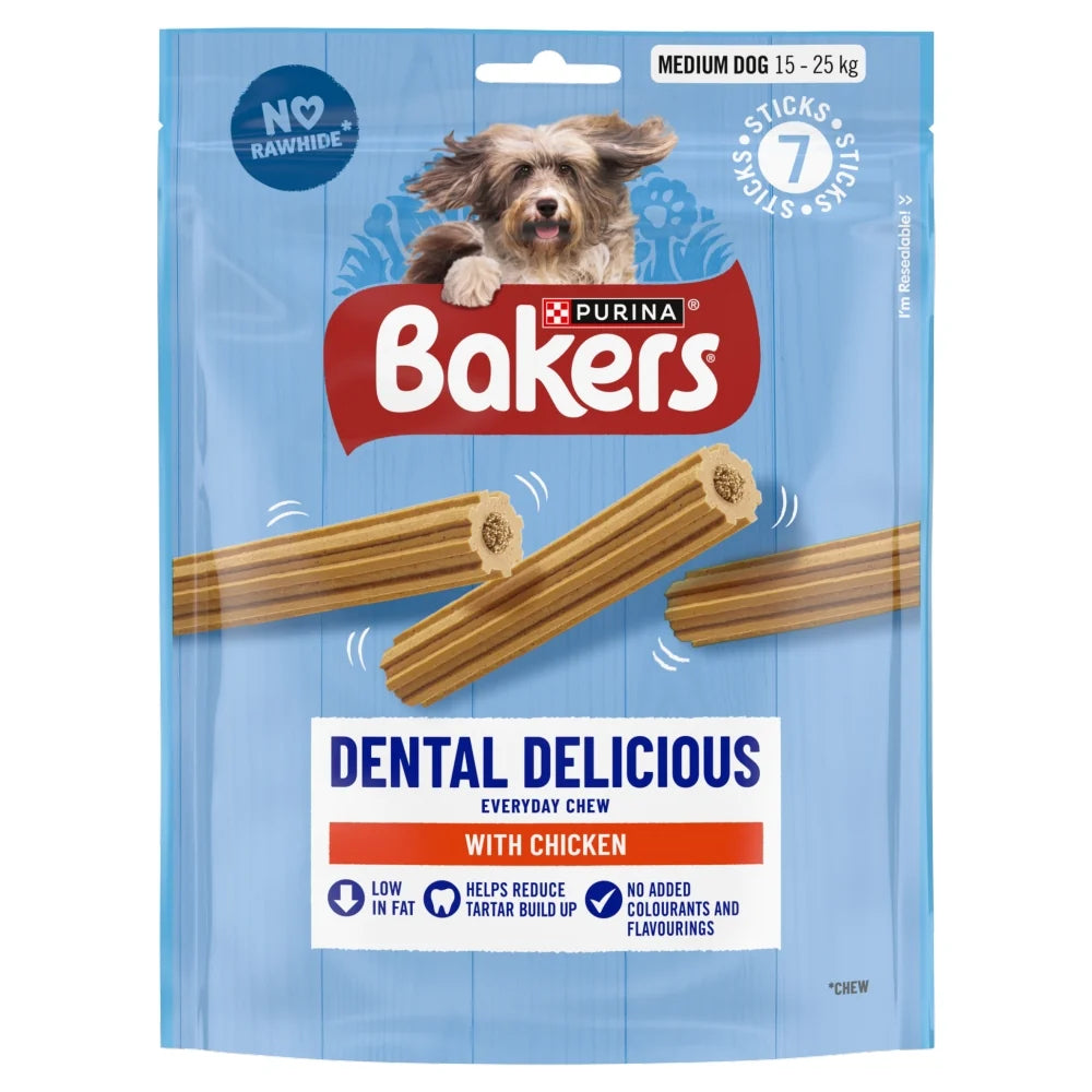 Bakers Dental Delicious Chicken Dog Chews Medium 200g