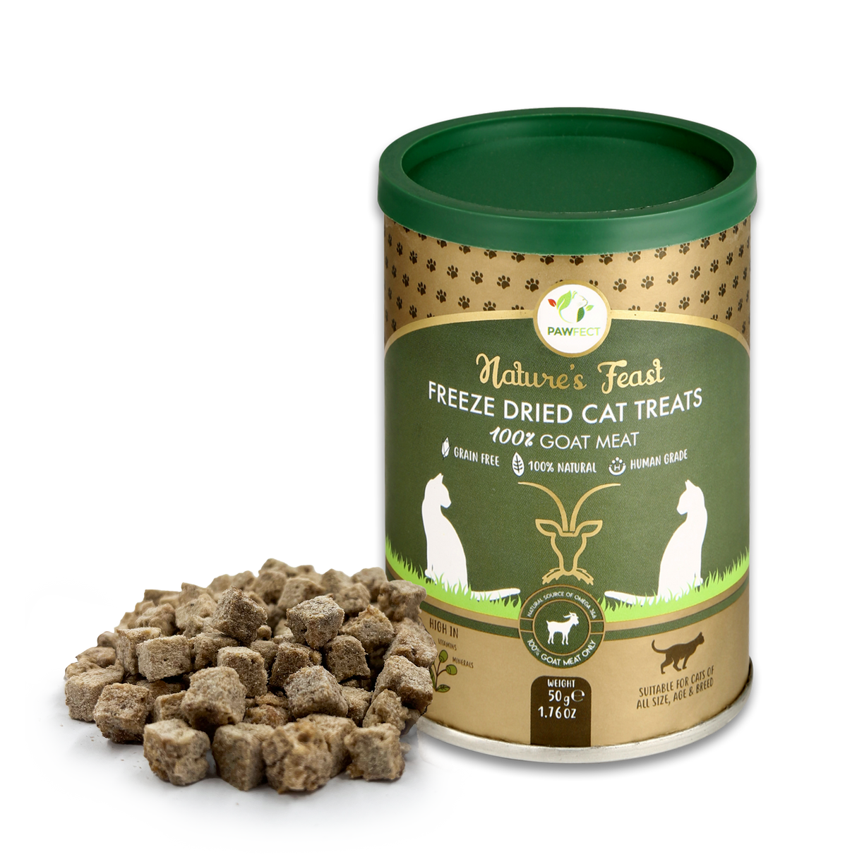 Pawfect Nature's Feast Freeze Dried Cat Treats Goat Meat 50g