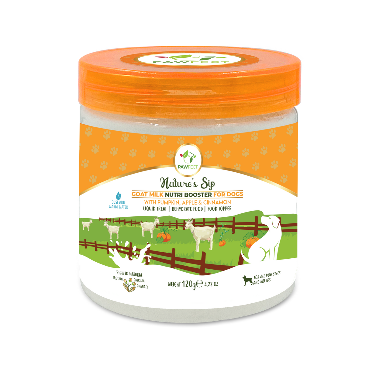 Pawfect Nature's Sip 100% Goats Milk With Pumpkin, Pumpkin Seeds, Apple & Cinnamon 120g