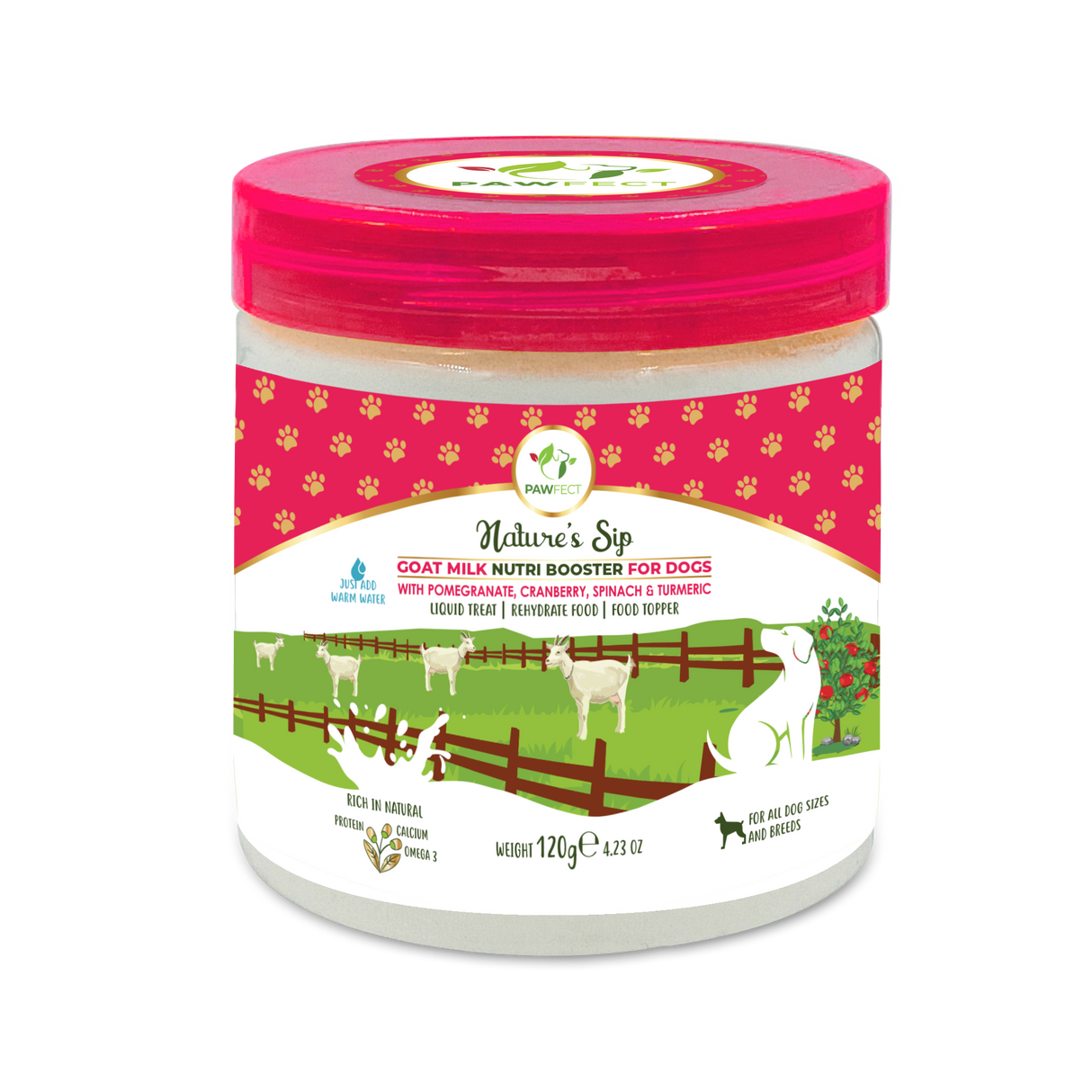 Pawfect Nature's Sip 100% Goats Milk With Pomegranate & Cranberry Powder 120g