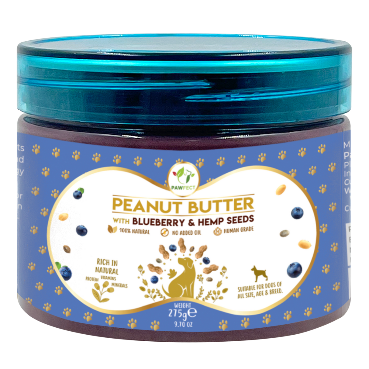 Pawfect Peanut Butter, Blueberry & Hempseeds 275g
