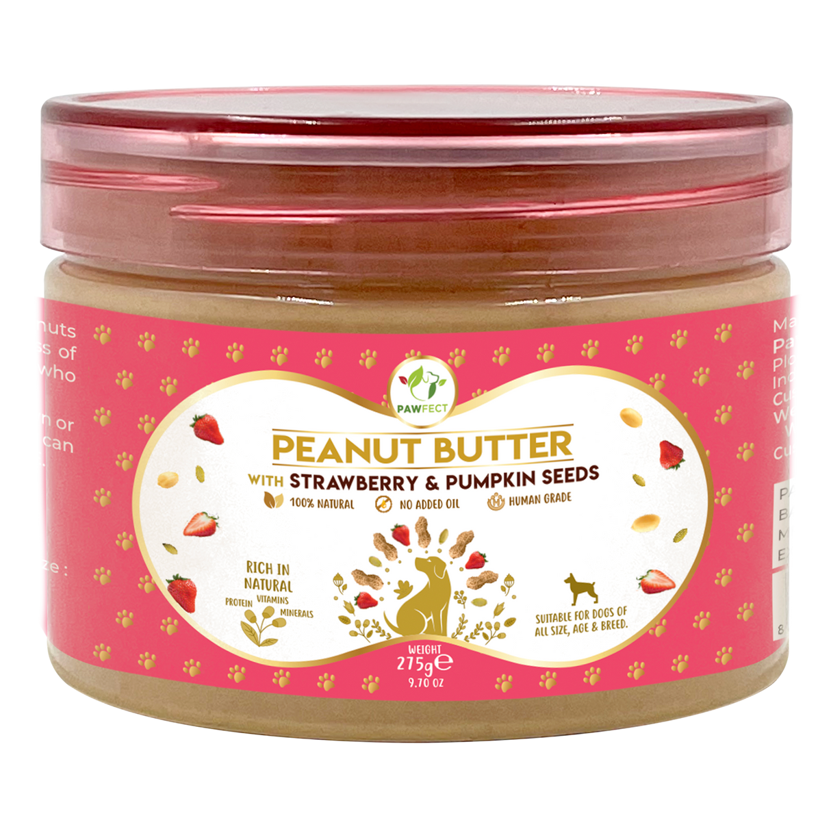 Pawfect Peanut Butter, Strawberry & Pumpkin Seeds 275g
