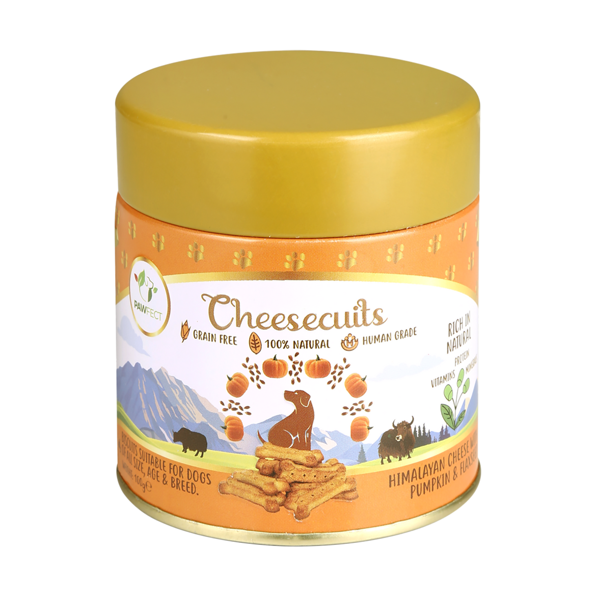 Pawfect Cheesy Dog Biscuits Pumpkin & Flaxseed Cheesecuits 100g