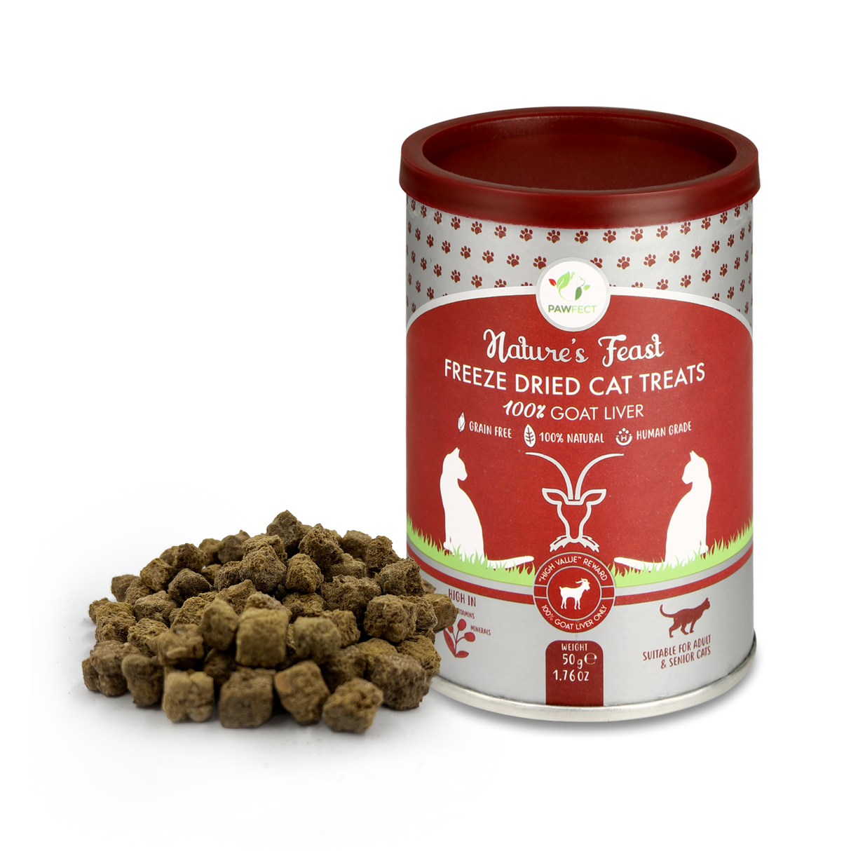 Pawfect Nature's Feast Freeze Dried Cat Treats Goat Liver 50g