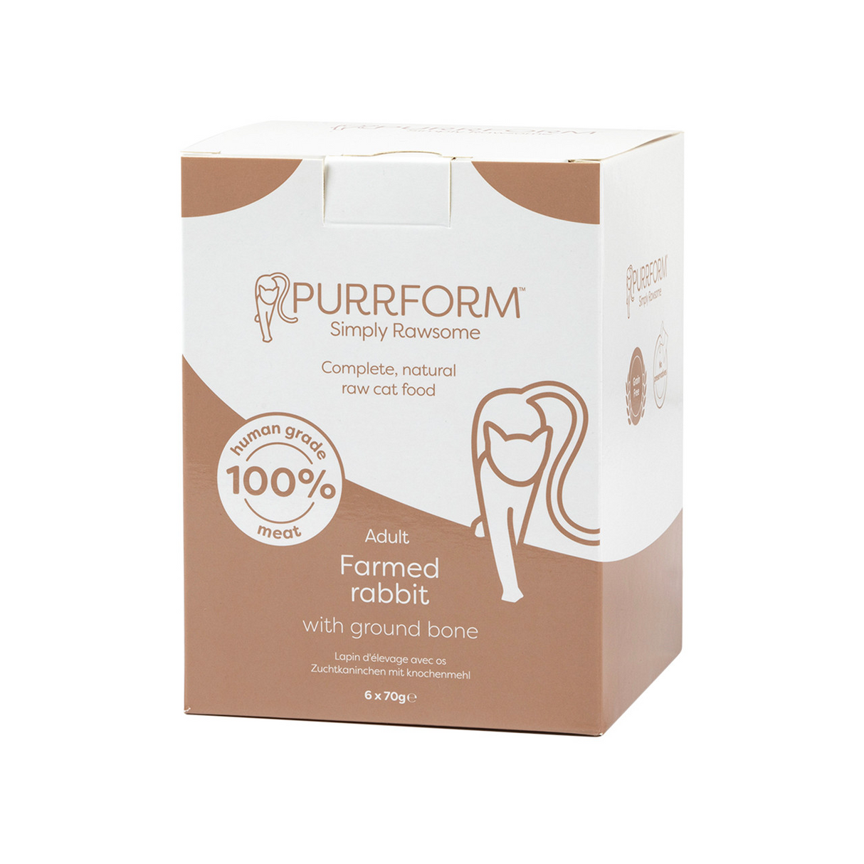 PurrForm Farmed Rabbit with Ground Bone Pouch 6x70g