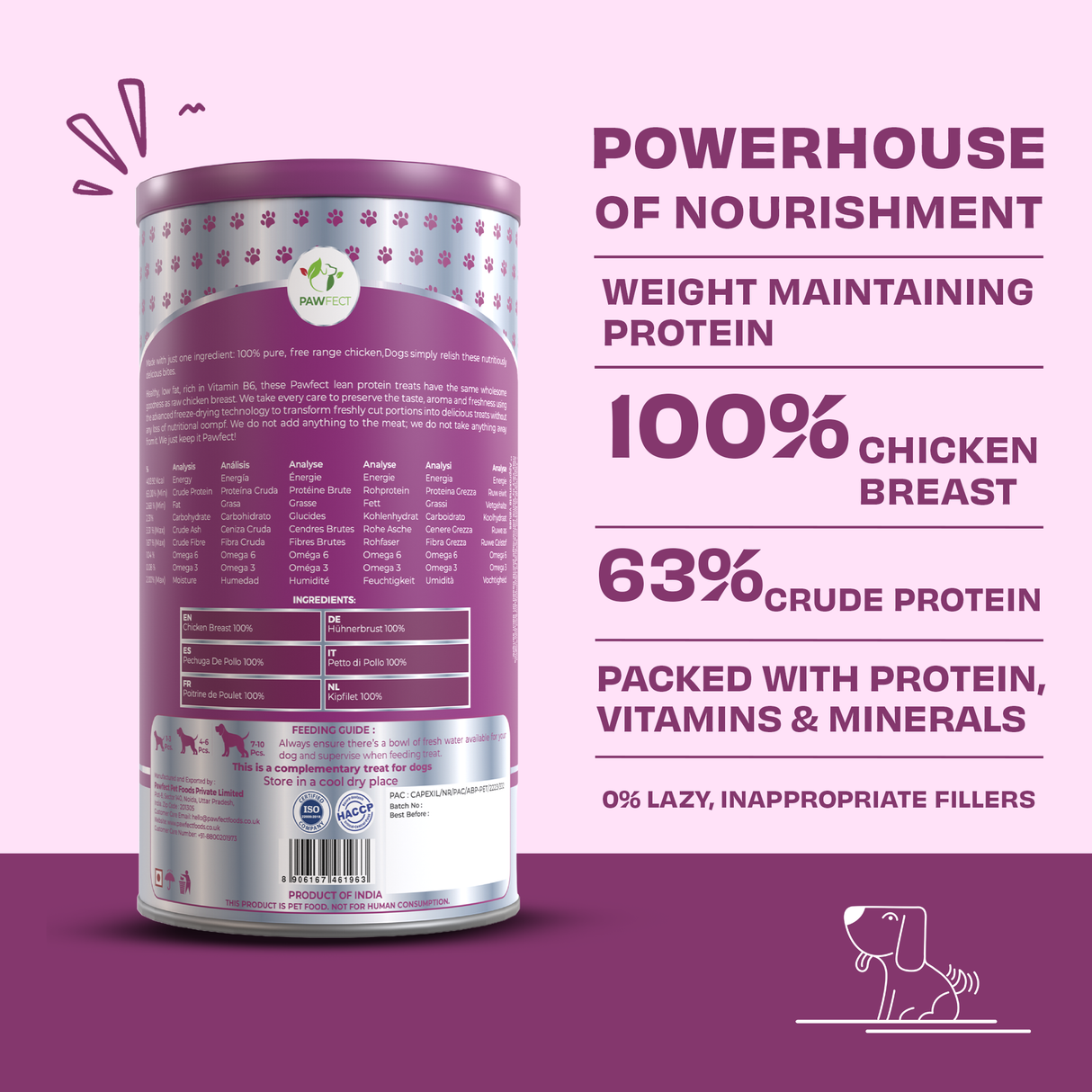 Pawfect Nature's Feast Freeze Dried Dog Treats Chicken Breast 200g