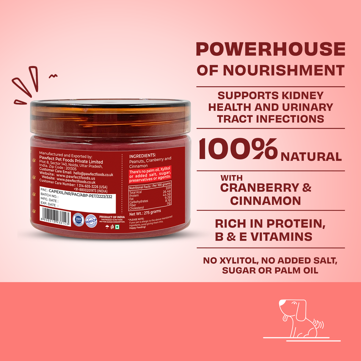 Pawfect Peanut Butter, Cranberry & Cinnamon 275g