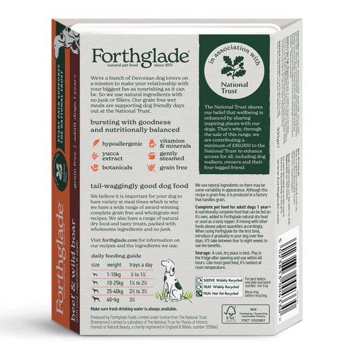 Forthglade Gourmet Adult Complete Grain Free Beef & Wild Boar 395g