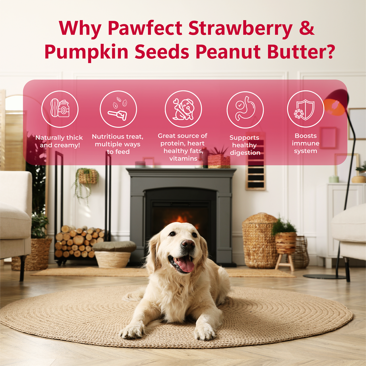 Pawfect Peanut Butter, Strawberry & Pumpkin Seeds 275g