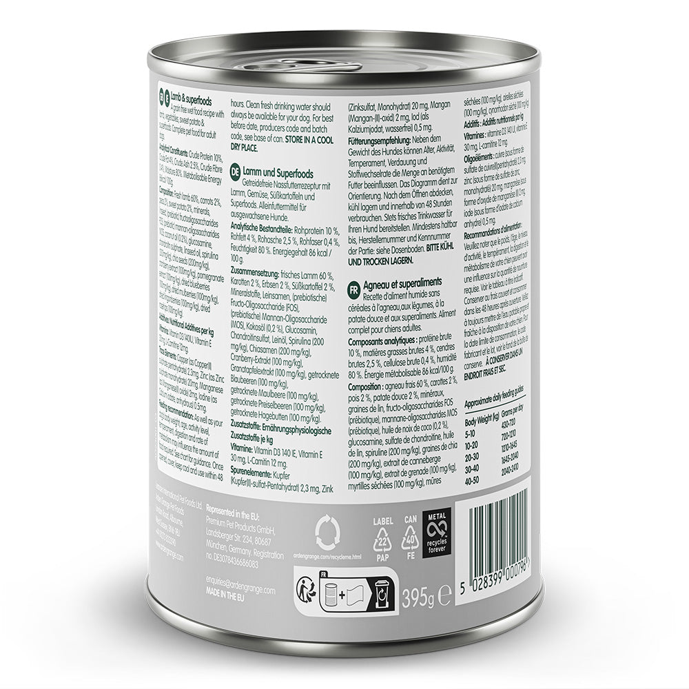 Arden Grange Tins Grain Free Adult Lamb & Superfoods 395g