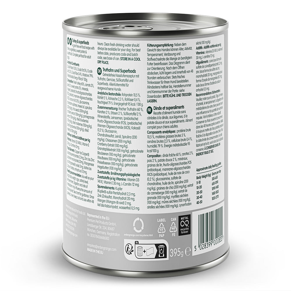 Arden Grange Tins Grain Free Adult Turkey & Superfoods 395g