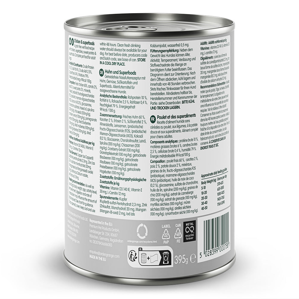 Arden Grange Tins Grain Free Adult Chicken & Superfoods 395g