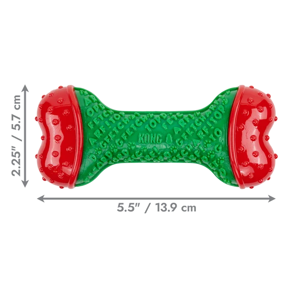 KONG Christmas Holiday Core Strength Bone Green S/M