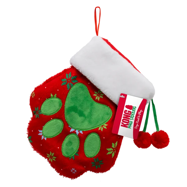 Kong Christmas Holiday Stocking Paw Red Lrge