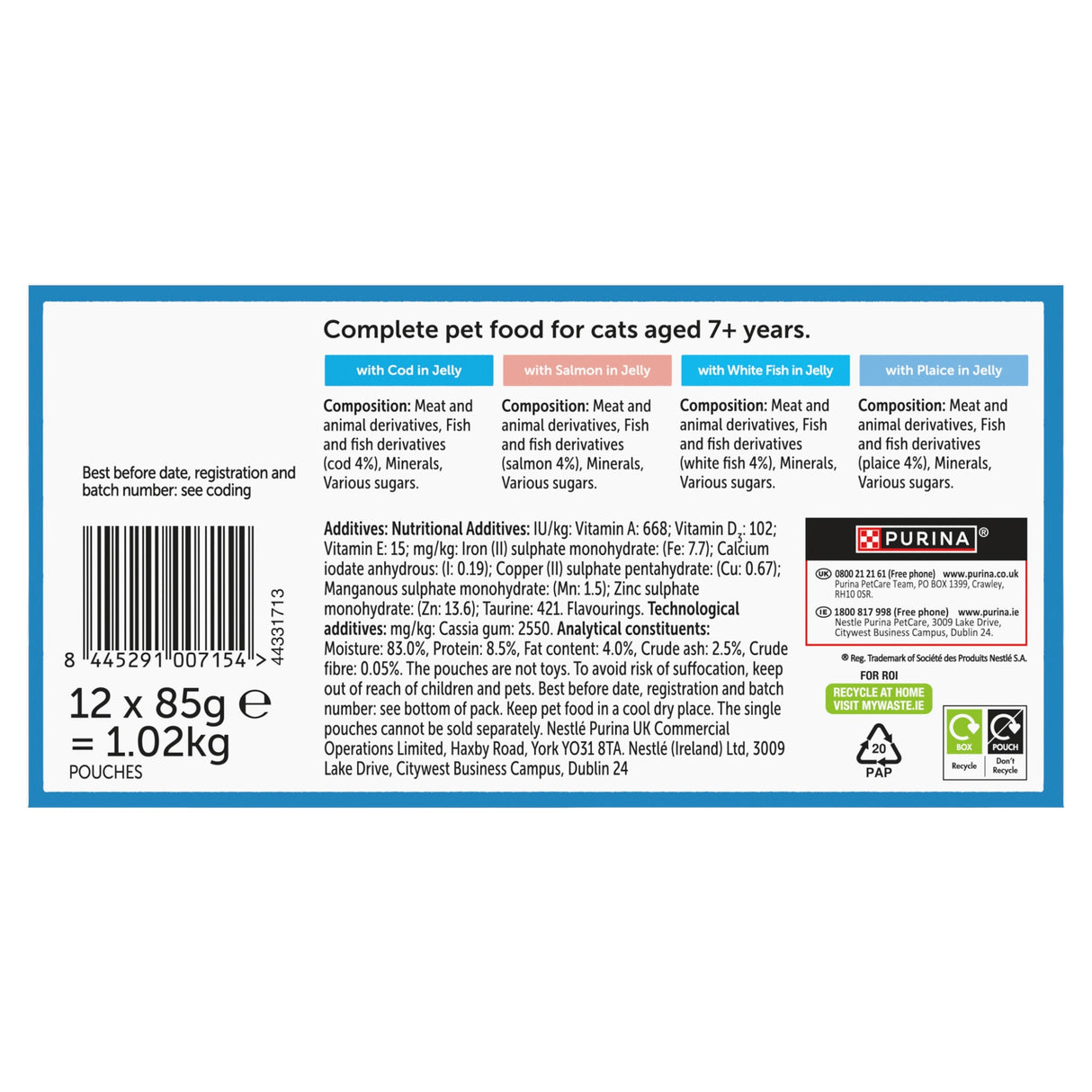 Felix Original Senior Fish Selection in Jelly Wet Cat Food 12x85g