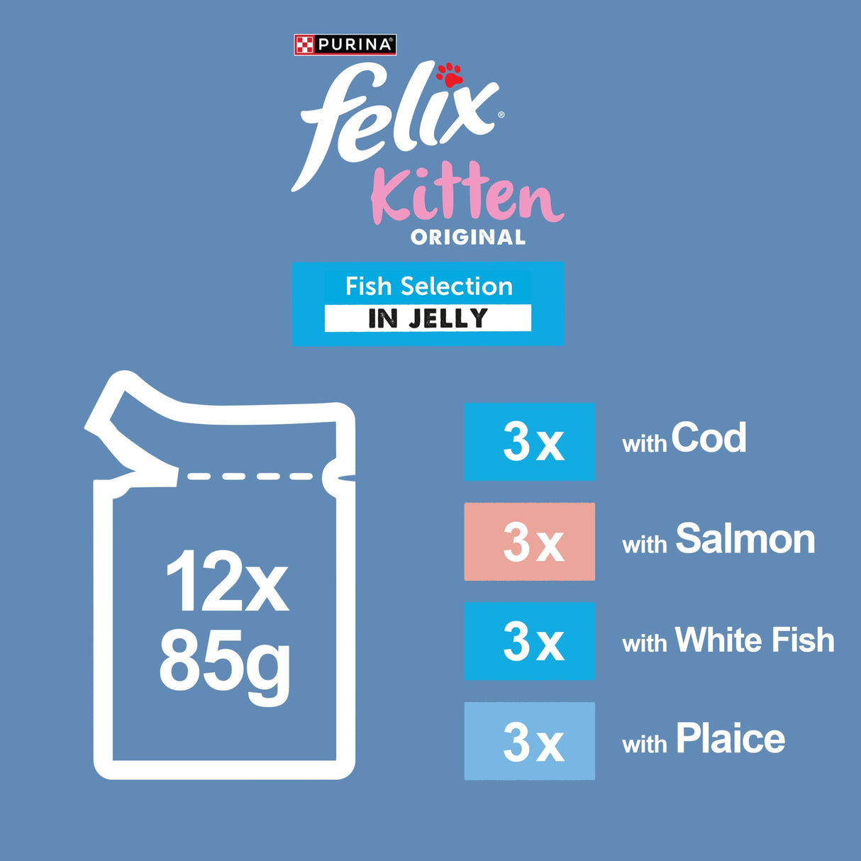 Felix Original Kitten Fish Selection in Jelly Wet Cat Food 12x85g