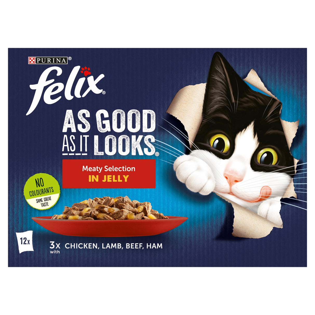 Felix As Good As It Looks Adult Meaty Selection (Chicken, Lamb, Beef & Ham) 12x85g