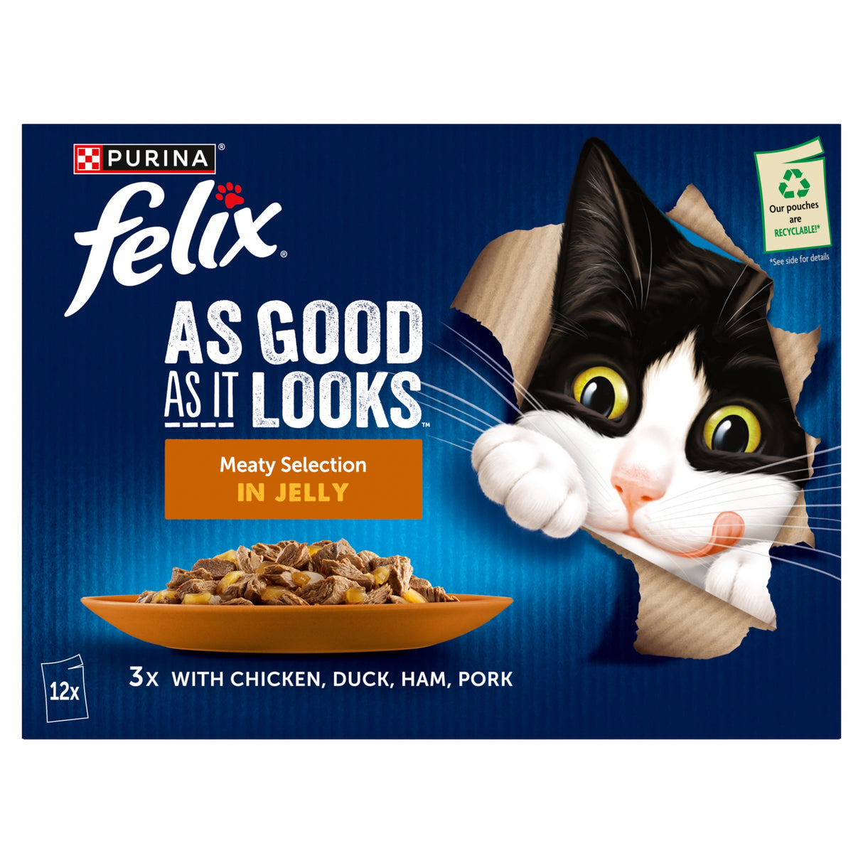 Felix As Good As It Looks Adult Meaty Selection (Chicken, Duck, Ham & Pork) 12x85g