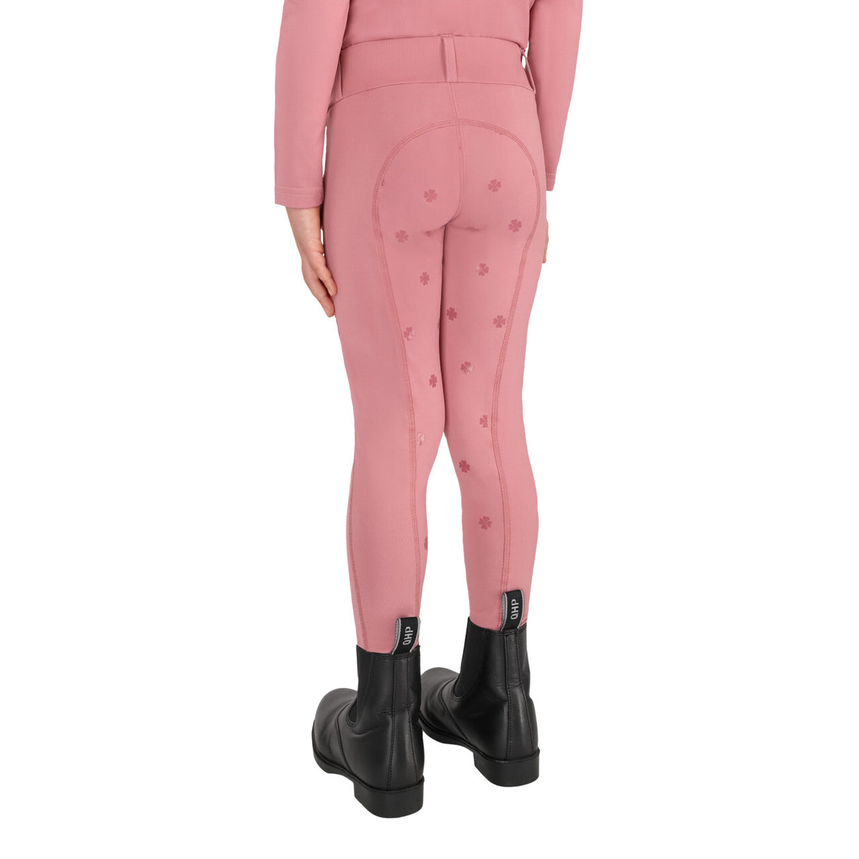 QHP Junior Riding Tights Lucky Start Full Grip Soft Pink