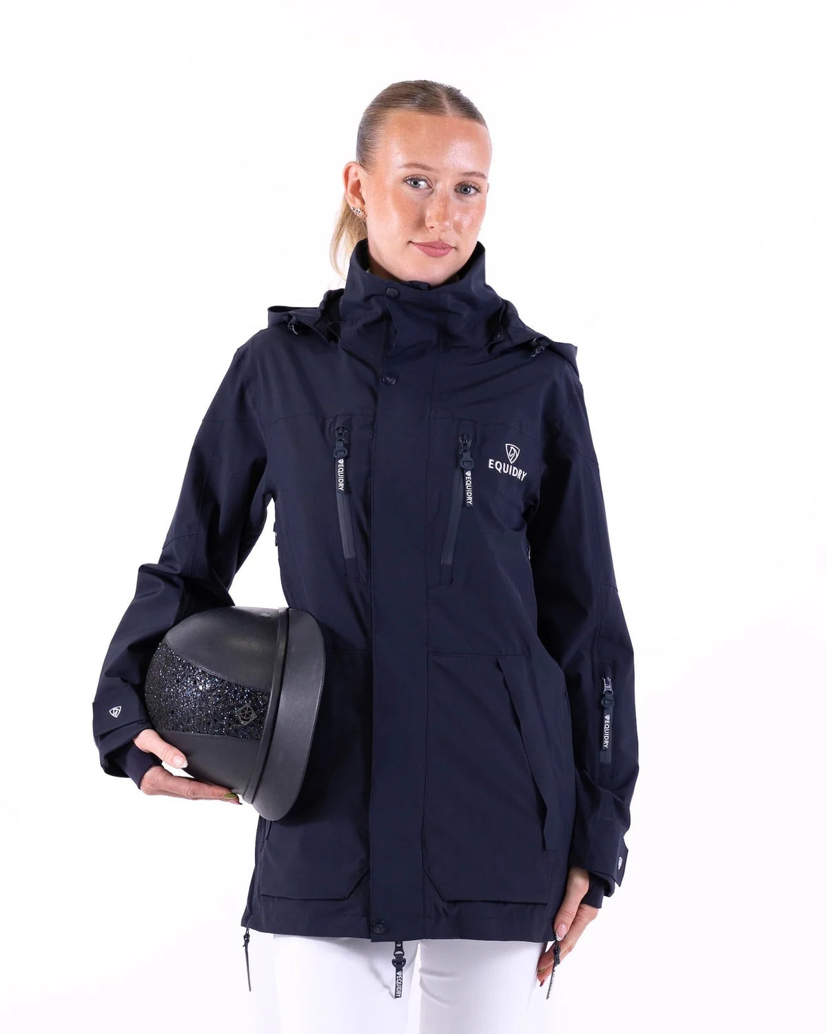 EQUIDRY Women's Frontier Mid Length No Fill Riding Jacket Navy