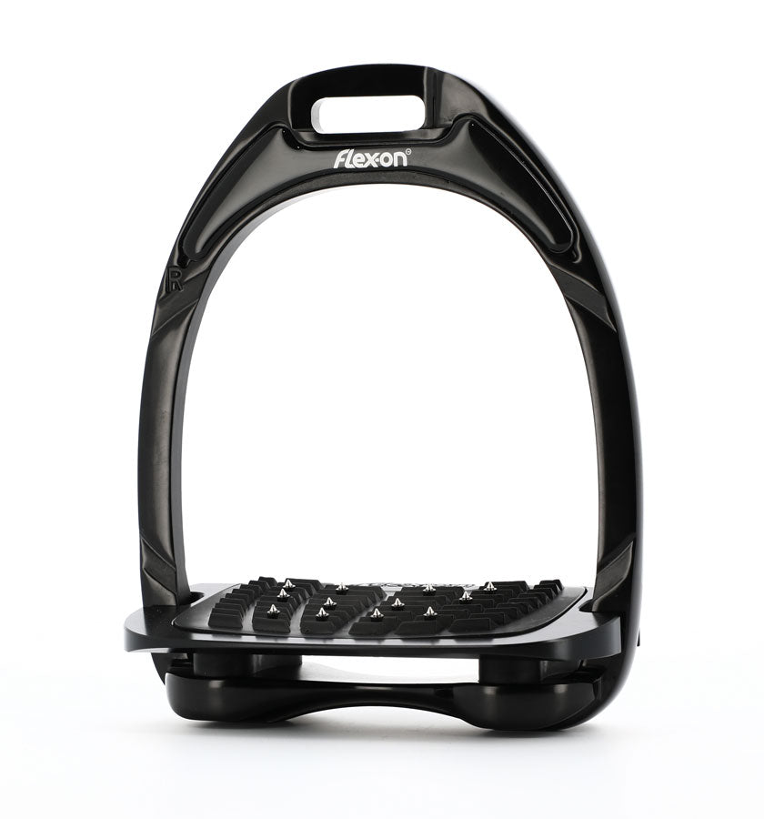 Flex-on Aluminium Stirrups Black/Black/Black Inclined Ultra Grip