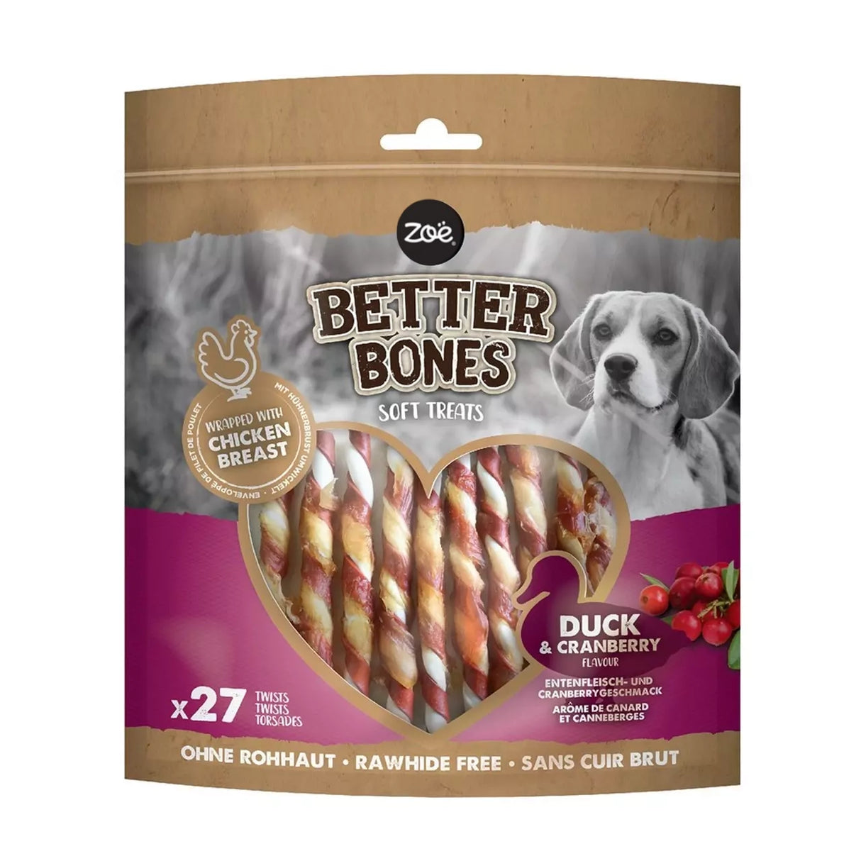 Zoe Better Bones Duck & Cranberry Wrapped Twist 27pk