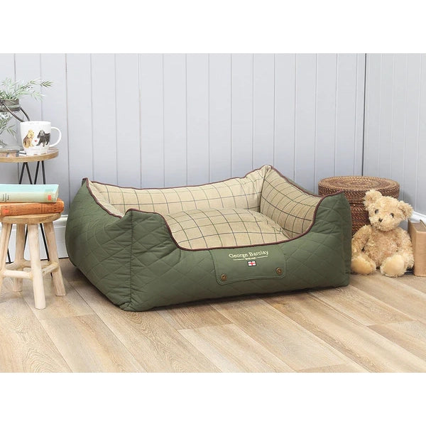George Barclay Country Orthopaedic Walled Dog Bed Olive Green Medium